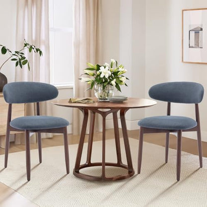 COLAMY Wooden Dining Chairs Set of 4, Modern Fabric Upholstered Dining Room Chair, Farmhouse Kitchen Side Chairs with Foot Pegs, Blue - color: Blue, size: Set of 4