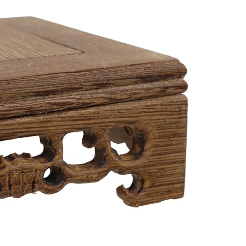 Wooden Display Stand Base Wood Carved Craft Pedestal, 4" x 4" | Traditional Wooden Base, Oriental Antique Display Riser, Square Pedestal Stands for Vase, Crystal Ball, Stone, Flower Pot - size: Square, 4" x 4"