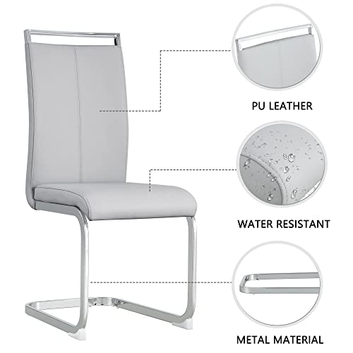 Baysitone Modern Dining Chairs Set of 2, Side & Kitchen Chairs with Faux Leather Padded Seat, High Back, for Dining, Kitchen, Living Room - Light Grey - color: Light Grey, size: Set of 2