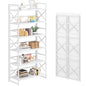 4NM 6 Tiers No Assembly Book Shelves, 61.8" H Folding Bookshelf Bookcase Open Industrial Foldable Shelves for Bedroom, Living Room, Home Office - All White - color: All White, size: XX 6-Tier