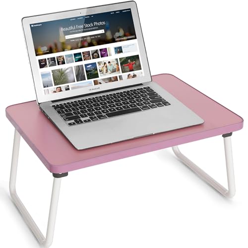 Lap Desks Laptop Tray for Bed or Couch, Breakfast Serving Tray with Folding Legs,Portable & Lightweight Mini Table, Laptop Stand for Working, Reading and Writing,Pink - color: Pink