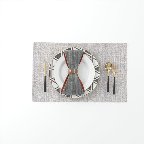 Set of 4,Soft Handmade Faux Linen 2 Side Place Mats Heat Resistant Dining Table Place Mats Kitchen Table Mats 12 x 18 Beige - color: Beige, size: Rectangular Placemats 12" x 18"