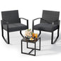 Qsun 3 Pieces Patio Furniture Set Rocking Bistro Set, Outdoor Patio Furniture Set with Coffee Table for Garden Balcony Backyard Poolside (Black Cushion) - color: Black