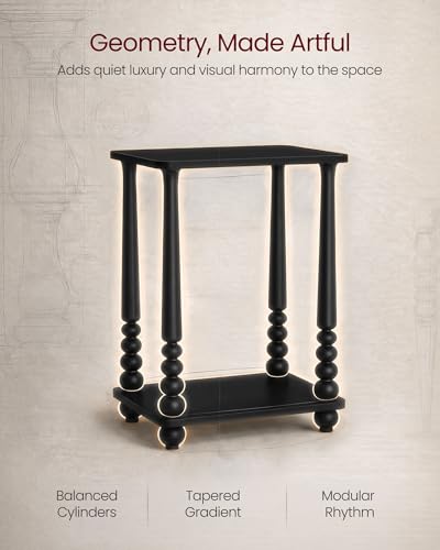 VASAGLE Mariel Collection - Side Table, Accent Nightstand for Small Spaces, Rectangular End Table with Shelf, Solid Wood Legs, Mid-Century Modern, Living Room Bedroom, Ink Black ULET294BC01S - color: Ink Black