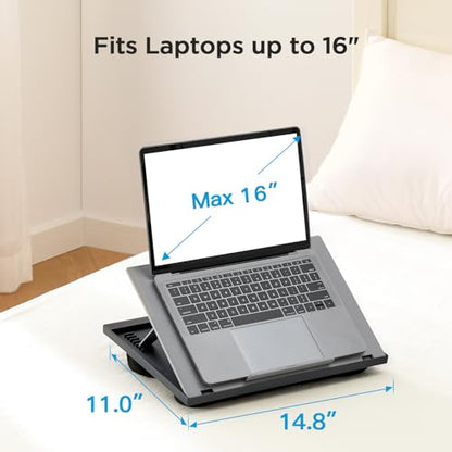 HUANUO Adjustable Lap Desk - with 8 Adjustable Angles & Dual Cushions Laptop Stand for Car Laptop Desk, Work Table, Lap Writing Board & Drawing Desk on Sofa or Bed, Grey - color: Gray