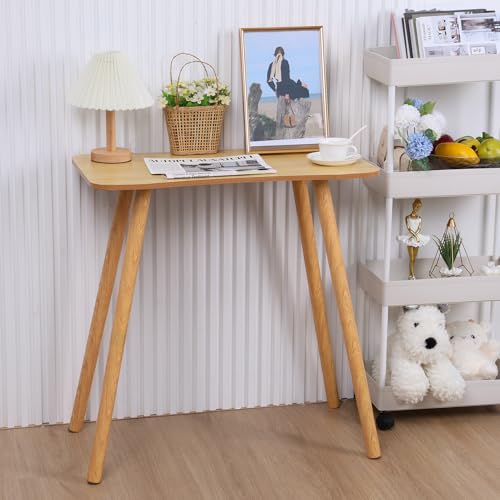 Small Writing Study Work Table Space-Saving Home Office Desk Ergonomic Design Writing Desk, Wood PC Study Table, Thickened Computer Office Desk, Laptop Table for Small Space Bedroom Office Wooden Col