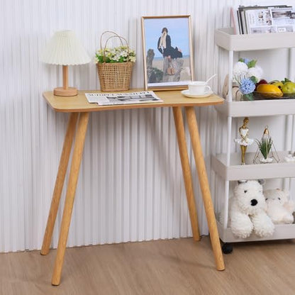Small Writing Study Work Table Space-Saving Home Office Desk Ergonomic Design Writing Desk, Wood PC Study Table, Thickened Computer Office Desk, Laptop Table for Small Space Bedroom Office Wooden Col