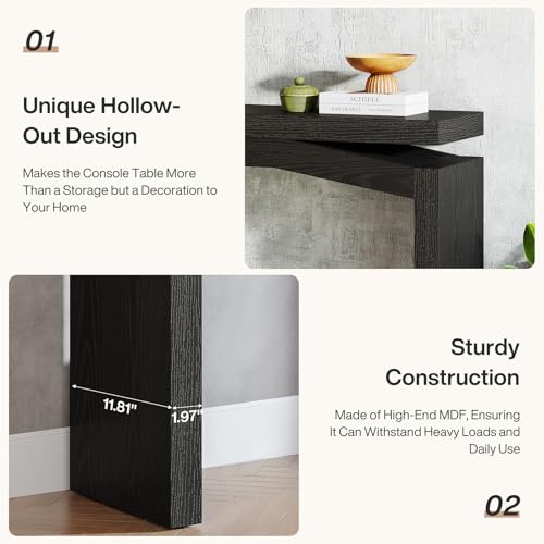 Tribesigns 40-Inch Console Table for Entryway, Farmhouse Sofa Console Behind Couch, Small Entry Table for Hallway, Foyer, Living Room, Black - color: Black