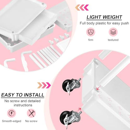 Goovilla 3 Tier Rolling Utility Cart Organizer with Removable Drawer, Stable and Sturdy White Rolling Storage Carts with 2 Lockable Wheels for Bathroom, Kitchen, Snack, Craft, Makeup, Baby Essentials - size: 3 Tier, style: White
