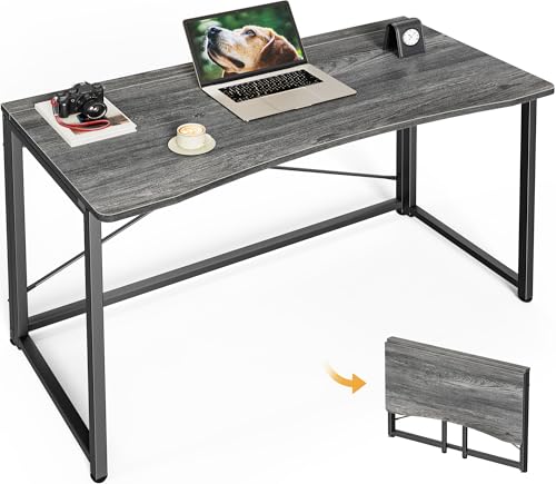 Huuger Folding Desk for Small Spaces, 31.5 Inch Foldable Computer Table, Easy Assembly, for Home Office, Study, Bedroom, Dorm, Space Saving, Small Writing Work Office Computer Desk, Grey - color: Grey, size: 18.9"D x 39.4"W