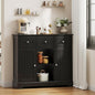 ChooChoo 35.4" Coffee Bar Cabinet with 3 Drawers and 2 Doors, Black | Buffet Cabinet with Adjustable Shelves, Storage Cabinet for Compact Kitchens, Dining rooms and Living rooms - color: Black