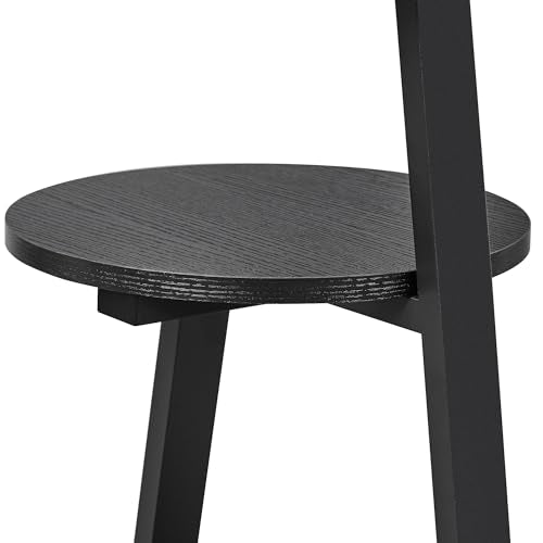 BEWISHOME Round End Table Side Table with Metal Frame, Black KTZ41B | Accent Table Nightstand Bedside Table, 3-Tier Shelves, Small Couch Table, For Living Room Bedroom - color: Black, size: without PowerOutlet