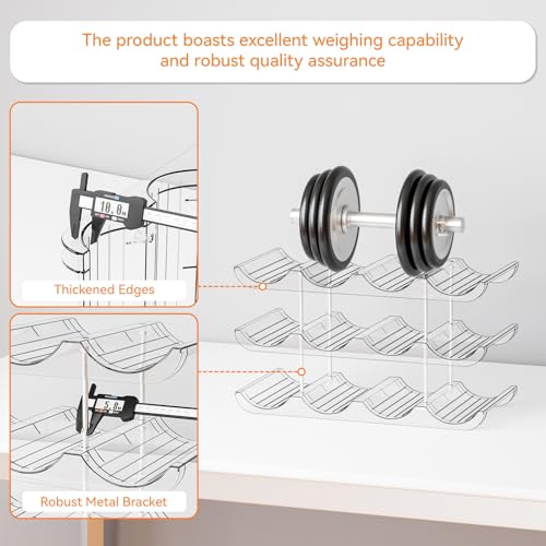 Yieach 3 Tier Stackable Wine Racks Countertop,Sturdy and Durable Wine Rack Free Standing Floor for Inside Cabinet,Clear Water Bottle Organizer and Wine Storage Racks Holder for Pantry,Table,Kitchen - size: 3 Pack-Hold 12 Bottle