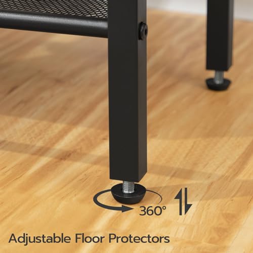 HOOBRO Side Tables Set of 2 with Charging Station and USB Port, Small End Tables for Small Space, 3-Tier Nightstands with Adjustable Shelf, for Living Room, Bedroom, Rustic Brown BF112BZP201 - color: Rustic Brown + Black
