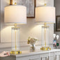 28" Gold Glass Table Lamps Set of 2 with Night Light, Modern Bedside Lamps with USB C+A Charging Ports, Nightstand Lamps for Living Room, Glass Lamps for Bedroom End Table Office, 2 Bulbs Included - color: Gold