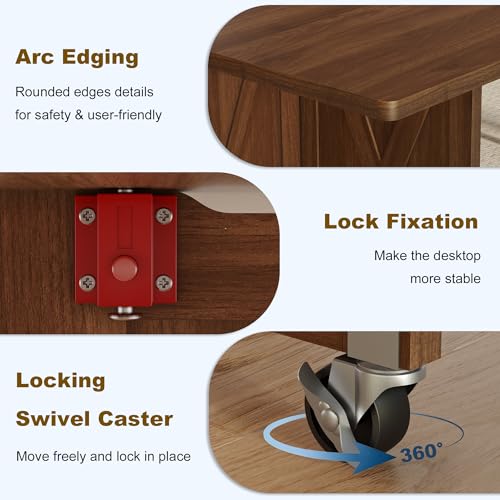 52.7" Folding Dining Table with 6 Wheels, Foldable Dining Table with Drawer, Shelves and Wine Racks, Drop Leaf Table for Small Spaces, Suitable for Kitchen, Dining Room, Apartment (Walnut) - color: Walnut