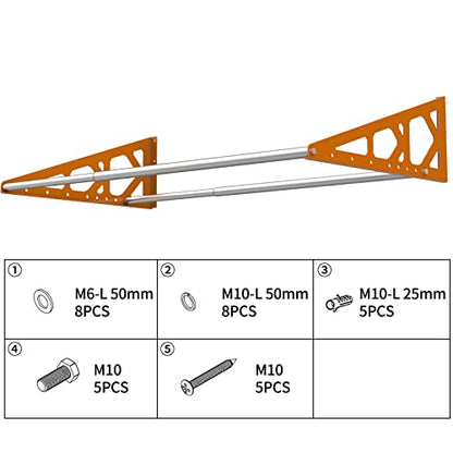 Tire Rack Wall Mount Adjustable 31"-56" Tire Storage Rack Wall Mount wheel rack with Heavy Duty Telescopic RodsSteel 400 Pound Weight Capacity (Orange)