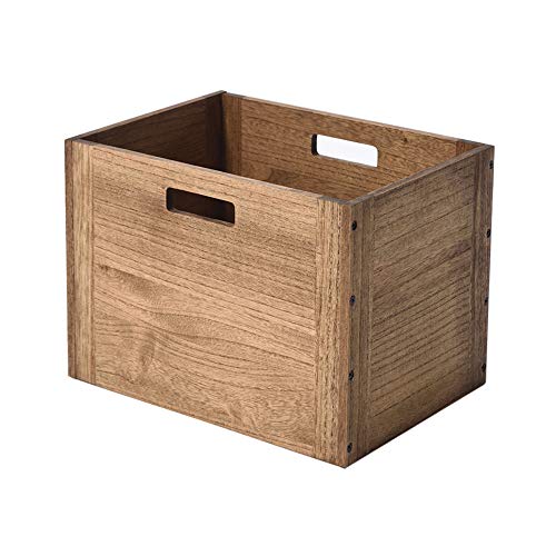 KIRIGEN Stackable Wood Storage Cube /Basket/ Bins Organizer for Home Books Clothes Modular Open Cubby Storage System - Office Cubical Bookcase Closet Shelves C26-DBR - color: Dark Brown, size: L/10.3*14.2*10.3(C26)