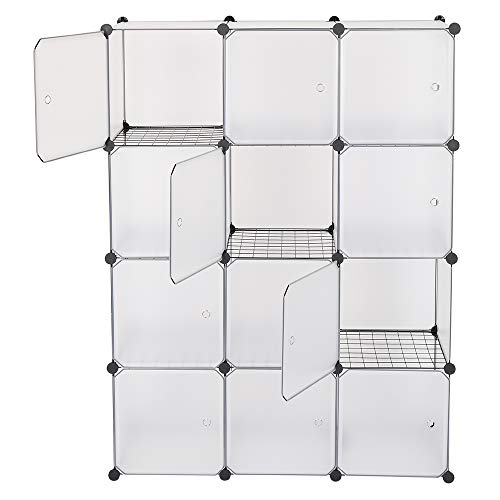Cube Storage Organizer, 12-Cube Storage Cubes Shelves Bookshelf,Closet Organizers, DIY Stackable Plastic Clothes Shelving for Bedroom, Home, White