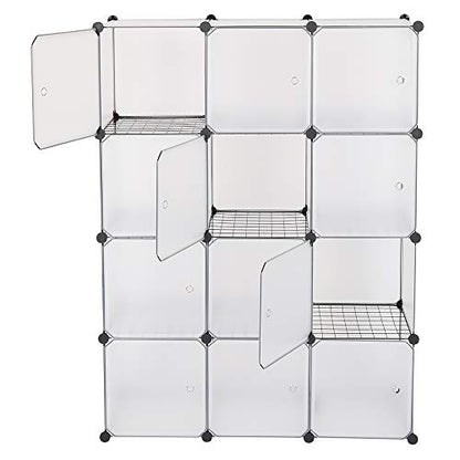 Cube Storage Organizer, 12-Cube Storage Cubes Shelves Bookshelf,Closet Organizers, DIY Stackable Plastic Clothes Shelving for Bedroom, Home, White