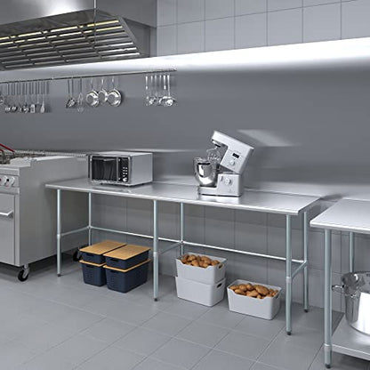 24 in. x 96 in. Open Base Stainless Steel Work Table | Residential & Commercial | Food Prep | Heavy Duty Utility Work Station | NSF - size: 96 in. Length x 24 in. Width