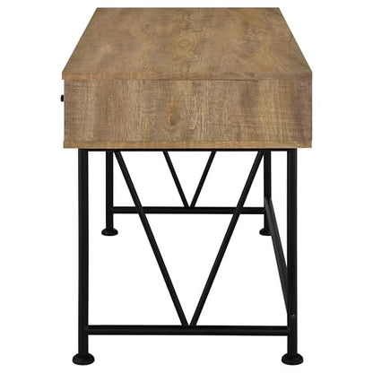 Coaster Home Furnishings - Analiese - Wood - 3-Drawer Writing Desk with Metal Legs, and V-Bracing Profile - Home Office - 47-Inch - Mango - 802001 - color: Mango