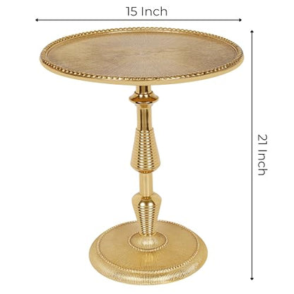 CLEENTABLE Modern Round Gold End Table - 15" Width x 21" Height Metal Side Table for Living Room, Bedroom & Small Spaces - Luxury Gold Finish Accent Table - color: Gold, size: 15" x 21" - Inch