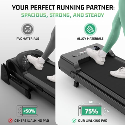 FUNMILY Upgrade Walking Pad Folding Treadmill with 12%/15% Incline & Handle Bar, 3.5HP Foldable Under Desk Compact Treadmills for Home/Office/Gym, 400+lb Capacity, Shock Absorption - color: Sleek Black