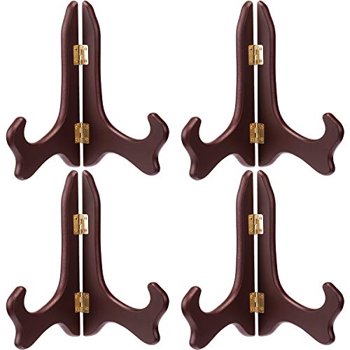 Tatuo 4 Packs 5 Inch Wooden Display Stand Decorative Plate Stands for Display Picture Frame Holder Easels(Red) - color: Red, size: 5 Inch
