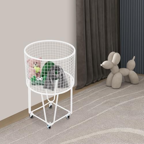 Mesh Wire Laundry Basket Storage Cart, Wire Metal Rolling Laundry Basket | for Bathroom Bedroom Dirty Clothes Storage (E) - size: E