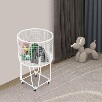 Mesh Wire Laundry Basket Storage Cart, Wire Metal Rolling Laundry Basket | for Bathroom Bedroom Dirty Clothes Storage (E) - size: E