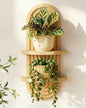 Bamworld Boho Wall Decor Plant Wall Shelf Mid Century Modern Decor Hanging 22in Plant Shelf 2-Tier Wooden Floating Shelves Natural | Mid Century Modern Decor Hanging Plant Shelf Wooden Floating Shelves for Home Bedroom Living Room Holding Planter Decorati
