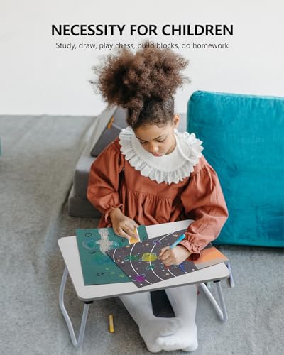 ZEAPTAC Laptop Bed Desk, Foldable Lap Desk, Portable Lap Table, Bed Table, Laptop Stand, Lightweight & Mini Table for Breakfast/Picnic/Drawing/Couch/Floor - White - color: White