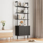 INNOD 74" Tall Bookshelf with Storage Cabinet, Modern Ladder Shelf with Wood and Metal Frame, Wall Mount Bookcase Open Display Shelf Furniture for Living Room, Bedroom, Home Office，Black - color: Black
