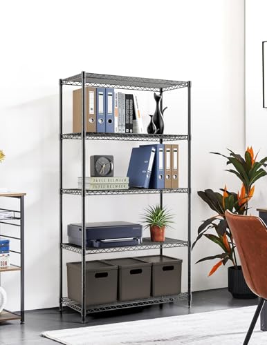 Simple Deluxe 5-Tier Heavy Duty Storage Shelving Unit, 1250 Lbs Loading Capacity, 29.92" W x 13.98" D x 61.02" H, Black - size: 5-Tier, 29.92"W x 13.98"D x 61.02"H, style: 1 Pack