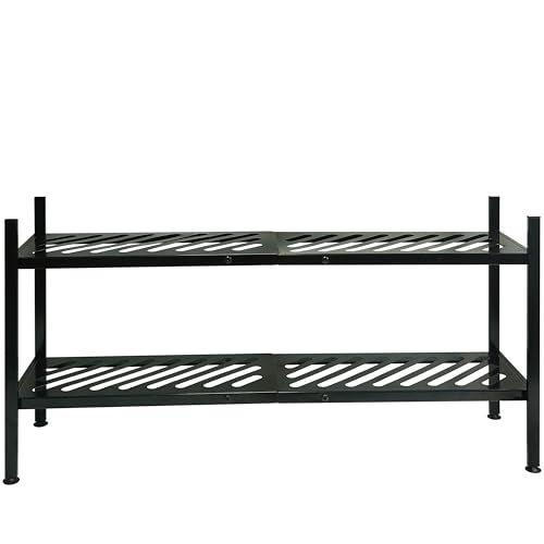Shoe Rack - Metal Shoe Organizer 2 Tier Shoes Shelf Storage, 35 Inches Stackable Long Show Stand Holder for Closet, Entryway, Garage, Floor, Door Entrance, Black - size: 2 Tier
