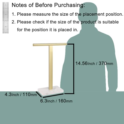 Hand Towel Holder, T-Shape Hand Towel Stand for Bathroom, Hand Towel Rack Bar Standing for Vanity Kitchen Countertop, 304 Stainless Steel, Marble Base (Gold) - color: Gold