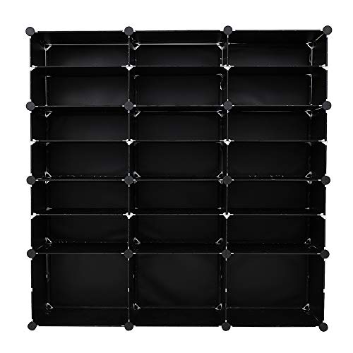 21 Cube Storage Organizer, Closet Storage Shelves with DIY Closet Cabinet Bookshelf Plastic Square Organizer Shelving for Home, Office, Bedroom (White-21 Cube)