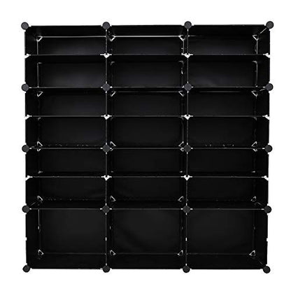 21 Cube Storage Organizer, Closet Storage Shelves with DIY Closet Cabinet Bookshelf Plastic Square Organizer Shelving for Home, Office, Bedroom (White-21 Cube)