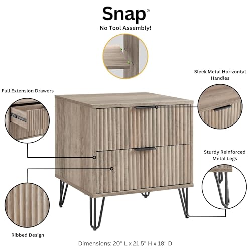 BROVAVE Sturdy Metal Legs Small Nightstand, Modern Nightstand with Textured Drawers, Storage Cabinet for Indoor use, Grey - color: Grey