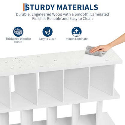 GAOMON 8 Cube Low Bookshelf Bookcase - Wooden TV Stand Cabinets with Removable Back Panels, Modern Home Display Storage Rack for Living Room, Bedroom, Entrance - White - color: White