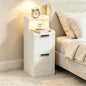 MAHANCRIS Narrow Nightstand with LED Light, Small Side Table with 2 Drawers, Open Shelf, Modern Bedside Table, Slim End Table for Small Spaces, Skinny Night Stand for Bedroom, White ETWT35E01 - color: White