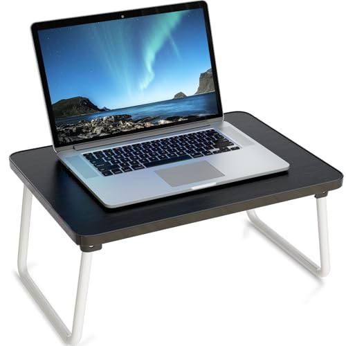 Foldable Lap Desks Laptop Tray for Bed or Couch,Portable Breakfast Serving Tray with Folding Legs,Lightweight Mini Table, Laptop Stand for Working, Reading and Writing,Black - color: Black