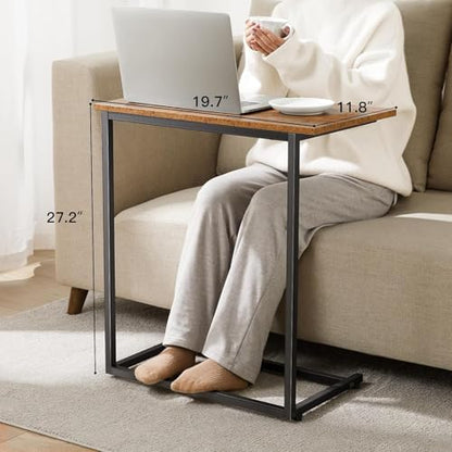 Pipishell C Shaped End Table Set of 2, Side Table for Couch Slide Under, C Table Sofa Side End Table for Living Room 27 inches High,PIET06K2 - color: Rustic Brown-2pack