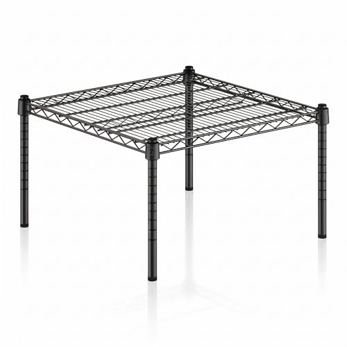 24" x 24" x 14" Black Epoxy Wire Storage Shelf, Dunnage Rack, Commercial 1 Tier Small Shelf - color: Black, size: 24"D x 24"W x 14"H