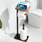 YIGII Toilet Paper Holder Stand with Shelf, Free Standing Toilet Paper Stand with Storage and Dedicated Phone Slot for Bathroom