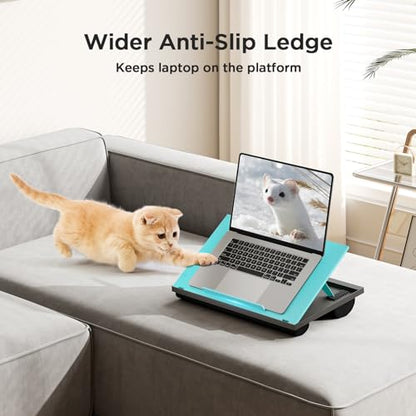 HUANUO Adjustable Lap Desk - with 8 Adjustable Angles & Dual Cushions Laptop Stand for Car Laptop Desk, Work Table, Lap Writing Board & Drawing Desk on Sofa or Bed, HNLD2TB - color: Turquoise