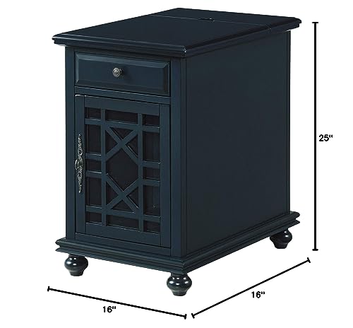 Martin Svensson Home Elegant Chairside End Table with Power — 24″W x 16″D x 25″H, Catalina Blue — Transitional Painted Accent Table with Flip-Top USB Charging, Drawer & Cabinet Storage - color: Catalina Blue