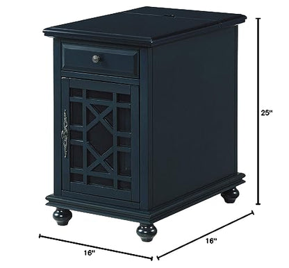 Martin Svensson Home Elegant Chairside End Table with Power — 24″W x 16″D x 25″H, Catalina Blue — Transitional Painted Accent Table with Flip-Top USB Charging, Drawer & Cabinet Storage - color: Catalina Blue