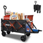Foldable Wagon with Tailgate,12 lb Lightweight Small Utility Cart | Garden, Grocery, Beach, Camping, Portable Use, Black - color: Black